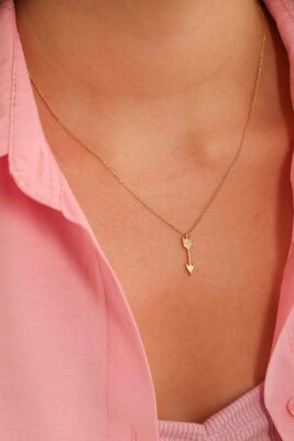 14 Ayar Altın Ok Kolye - 1