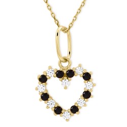 14K Gold Open Heart Necklace with Onyx - Nusrettaki (1)