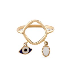 14 Ayar Altın Opal ve Göz Modeli Trend Yüzük - Thumbnail