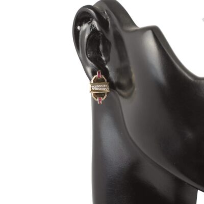 14 Ayar Altın Oval Model Dikdörtgen Baget Küpe - 2