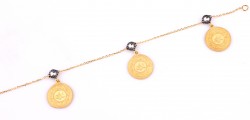 14K Gold Coins Dangling Bracelet with Gems - Nusrettaki (1)