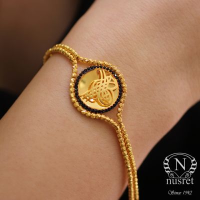 14K Gold Dorica Beaded Bracelet with Ottoman Style Coin - 2