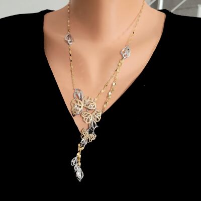 14K Gold Quadric Butterfly Necklace - 1