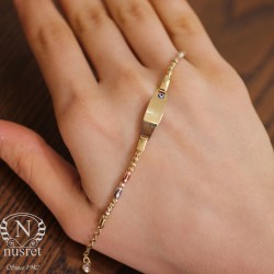 14K Gold Kids Colorful Bracelet, Shiny - Nusrettaki (1)