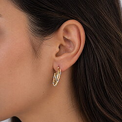 14 Ayar Altın Renkli Dorika Toplu Halka Küpe - Nusrettaki (1)