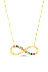 14 Ayar Altın Renkli Taşlı Sonsuzluk Kolye - 3