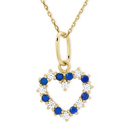 14K Gold Open Heart Necklace with Sapphire - Nusrettaki (1)