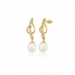 14 Ayar Altın Sarmaşık İnci Küpe - Nusrettaki (1)