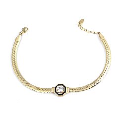 14 Ayar Altın Sık Örgülü Taşlı Zincir Bileklik - 2