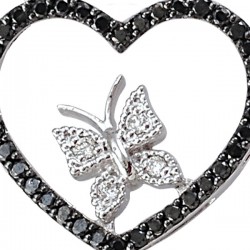 14K Gold Black Diamond Heart Necklace - Nusrettaki (1)