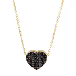 14K Gold Heart Necklace with Black Zirconium - Nusrettaki (1)
