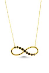 14 Ayar Altın Siyah Taşlı Sonsuzluk Modeli Kolye - Nusrettaki (1)