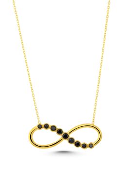 14 Ayar Altın Siyah Taşlı Sonsuzluk Modeli Kolye - 2