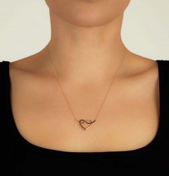 14K Gold Eternity & Heart Necklace - Nusrettaki