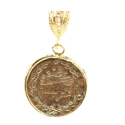 14 Ayar Altın Sultan Aziz Motifli Madalyon Kolye Ucu - 2