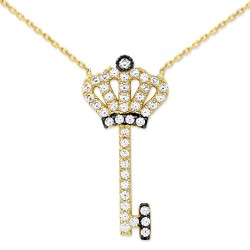 14K Gold Crown Key Necklace - Nusrettaki (1)