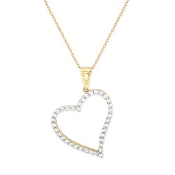 Nusrettaki - Lovely Heart Necklace with White CZ