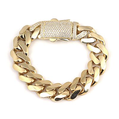 14 Ayar Altın Taşlı Büyük Kutu Kilitli Gurme Zincir Bileklik - 1