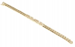14K Gold Name Written Handmade Cuff Bracelet with CZ 