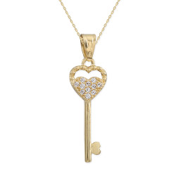 14K Gold Love is Key Necklace - 3