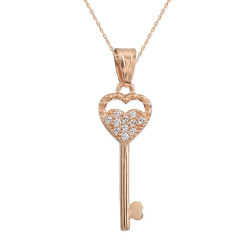 14K Gold Love is Key Necklace - 5