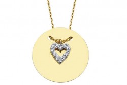 14K Gold Heart on the Plate Necklace - Nusrettaki