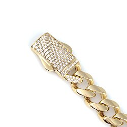 14 Ayar Altın Taşlı Kutu Kilitli Gurme Zincir Bileklik - 3