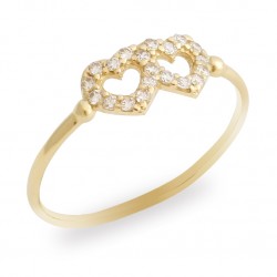 14K Gold Couple Heart Ring - Nusrettaki