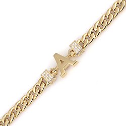 14 Ayar Altın Taşsız Harfli Kalın Gurmet Zincir Kolye - 3