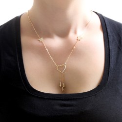 Nusrettaki - 14K Gold Hearts & Beaded Necklace