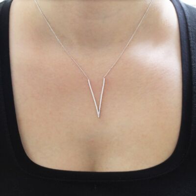 14 Ayar Altın Trend V Kolye - 2
