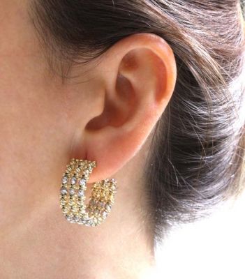 14 Ayar Altın Üç Sıra Dorika Halka Küpe - 2