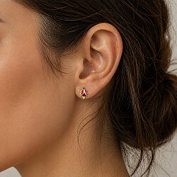 14 Ayar Altın Uğur Böceği Model Çocuk Küpesi - Nusrettaki (1)