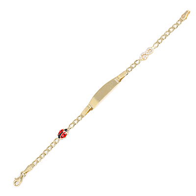 14 Ayar Altın Uğur Böceği Ve Sonsuzluk Model Gurme Zincir Çocuk Bilekliği - 3