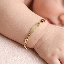 14 Ayar Altın Uğur Böceği Ve Sonsuzluk Model Gurme Zincir Çocuk Bilekliği - Nusrettaki (1)