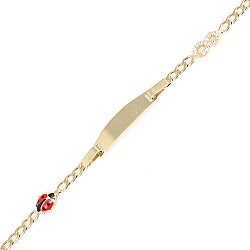 14 Ayar Altın Uğur Böceği Ve Sonsuzluk Model Gurme Zincir Çocuk Bilekliği - 4