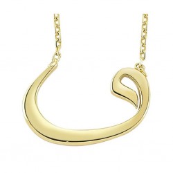 14K Gold Vav Letter Necklace W/out Stones - Nusrettaki