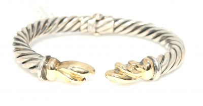 14K Gold Twisted Wire Bangle Bracelets - 6