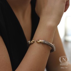 Nusrettaki - 14K Gold Twisted Wire Bangle Bracelets