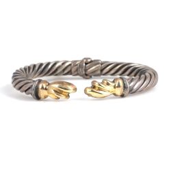 14K Gold Twisted Wire Bangle Bracelets - 3