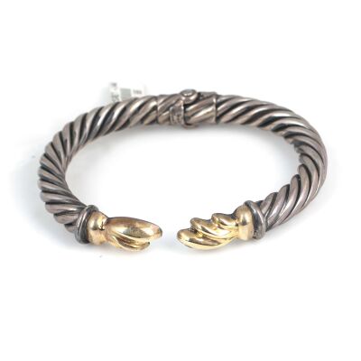 14K Gold Twisted Wire Bangle Bracelets - 5