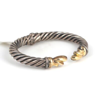 14K Gold Twisted Wire Bangle Bracelets - 2