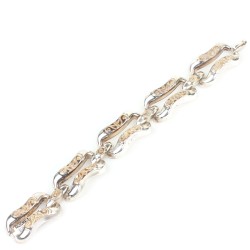 14 Ayar Altın ve Gümüş Kalın Bufalo Bilezik - 6