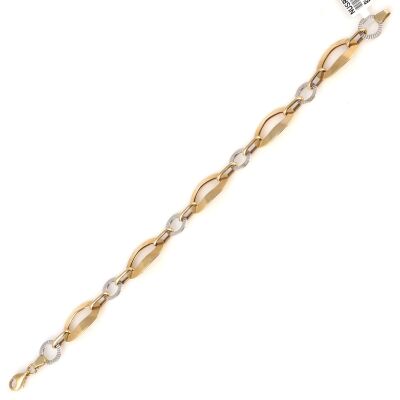 14 Ayar Altın Yeşil Beyaz Bombeli Zincir Bileklik - 2