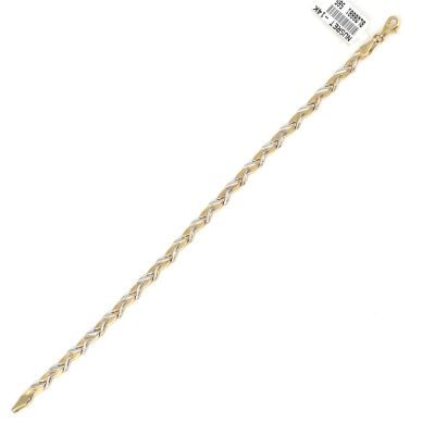 14 Ayar Altın Yeşil Ve Beyaz Renk Pres Bileklik - 2