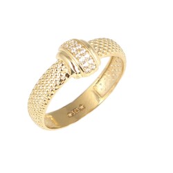 14 Ayar Altın Yılan Derisi Model Taşlı Yüzük - Nusrettaki