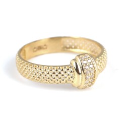 14 Ayar Altın Yılan Derisi Model Taşlı Yüzük - 4