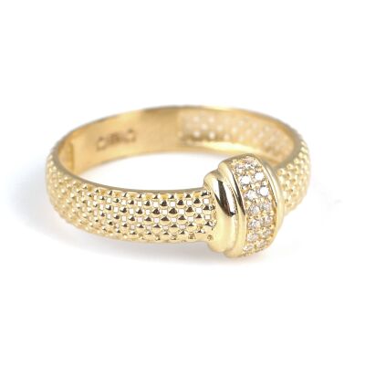 14 Ayar Altın Yılan Derisi Model Taşlı Yüzük - 4