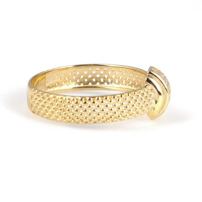 14 Ayar Altın Yılan Derisi Model Taşlı Yüzük - 5