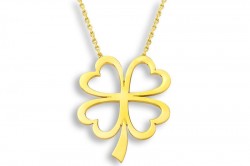 14K Gold Clover Heart Necklace - Nusrettaki